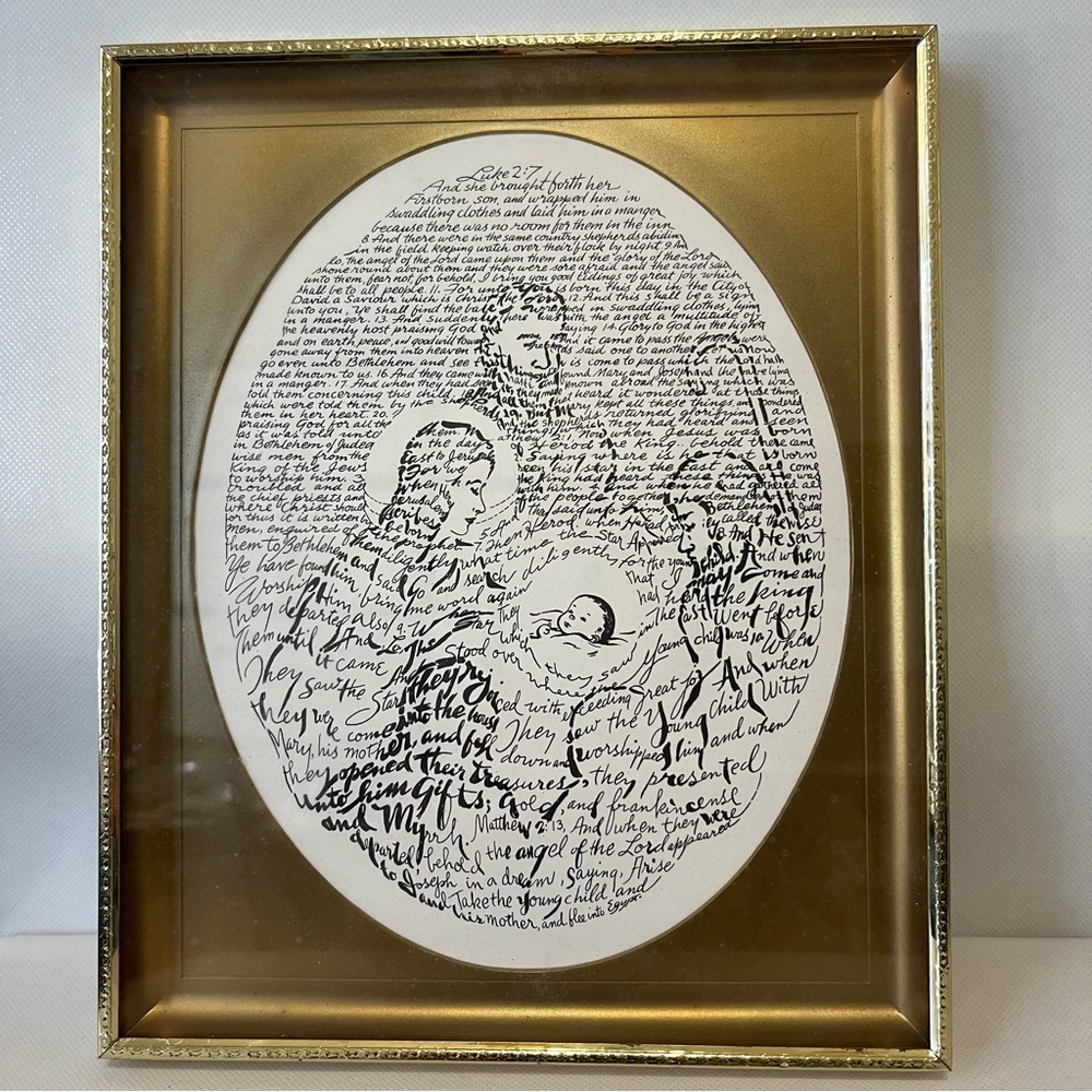 Vintage Art Nativity Christmas Framed Art